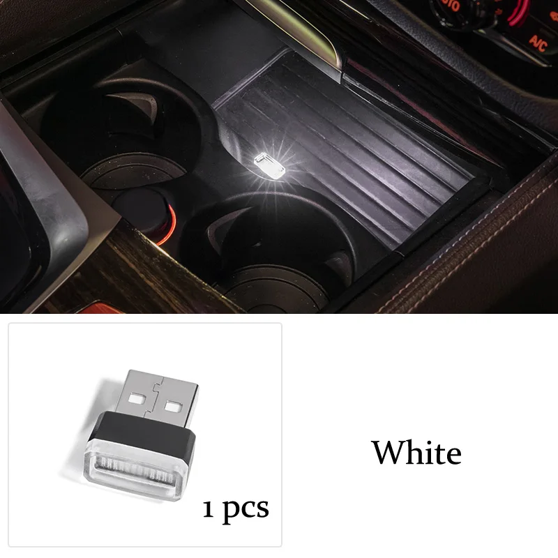 Автомобильный держатель для хранения, декоративный светильник USB для Mercedes Benz GLC A B C E Class W205 Coupe W213 W176 W246 GLE GLS GL - Название цвета: Белый