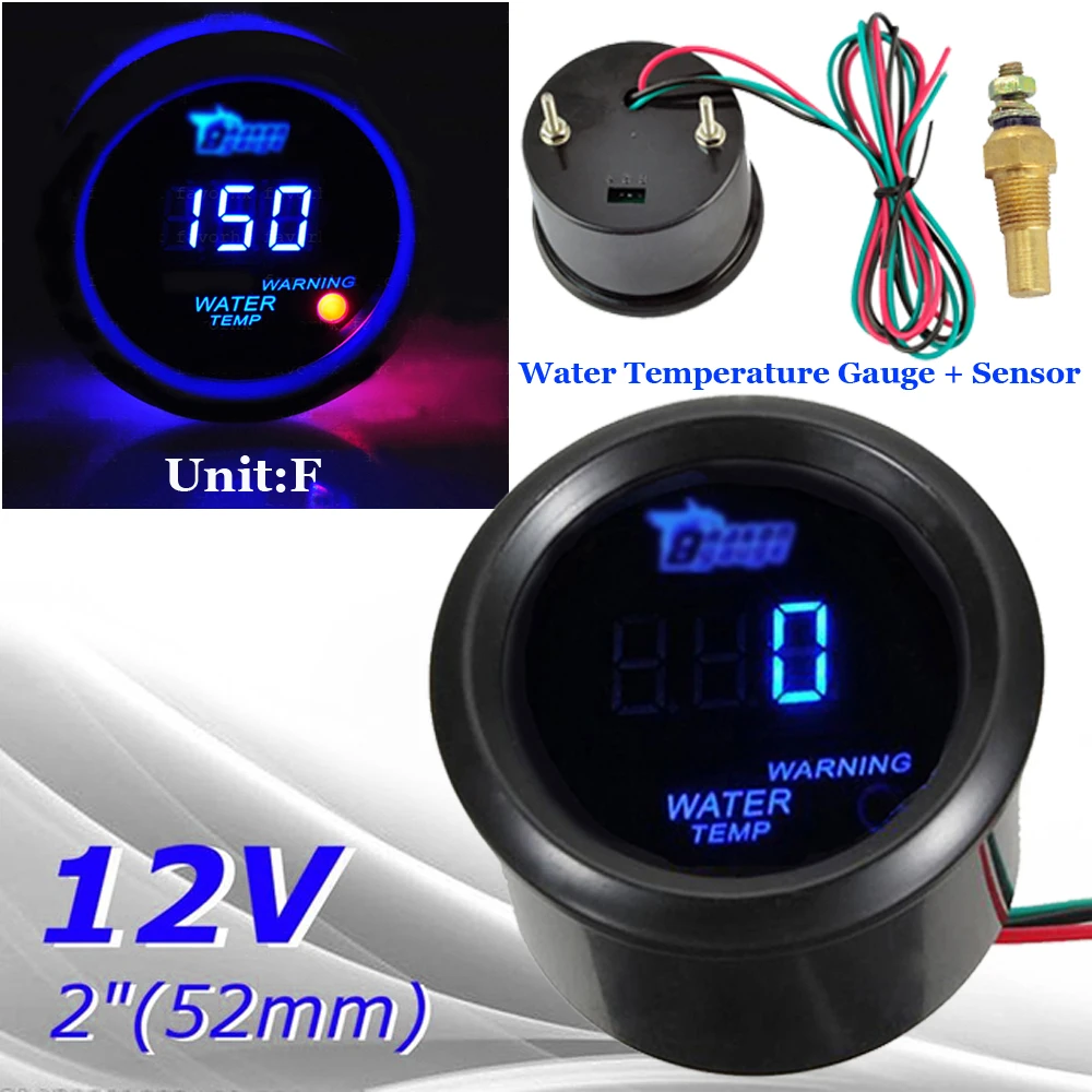 

Water Temp Gauge Sensor Kit Meter Race Blue digital LED Fahrenheit Temperature