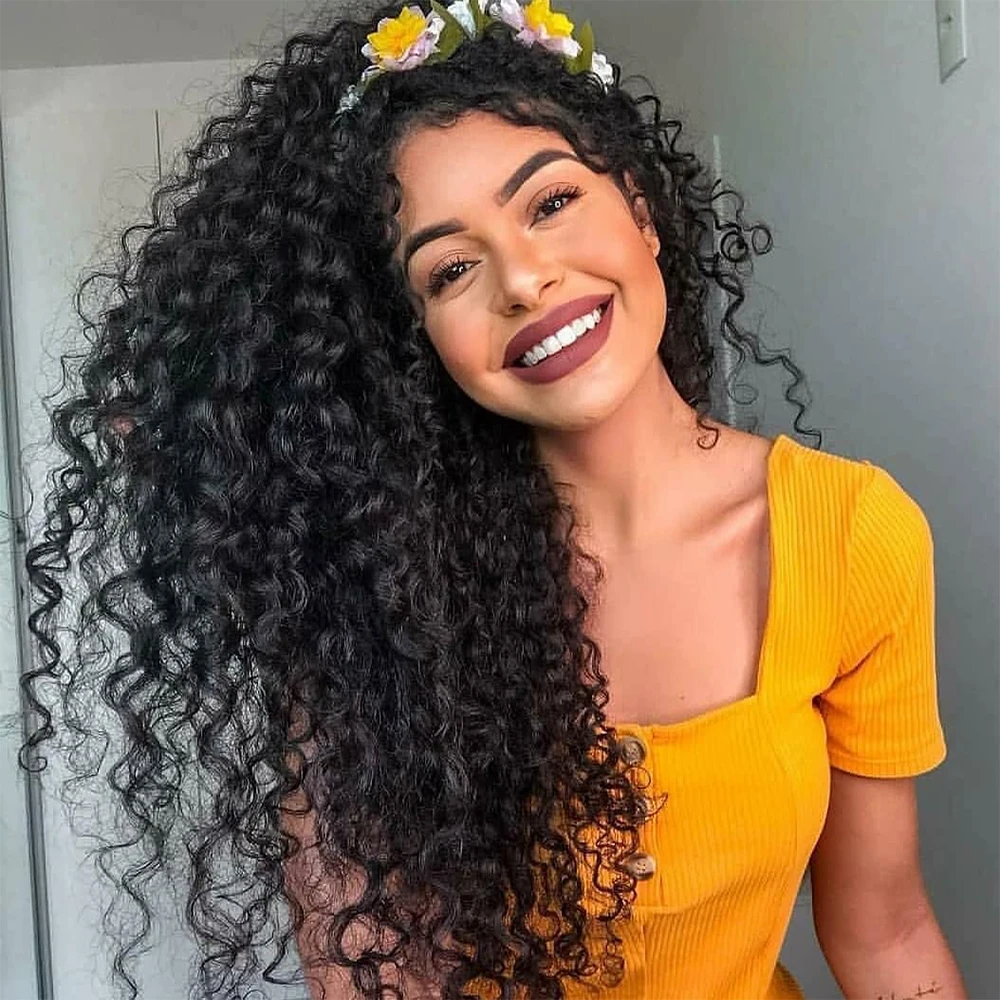 

Curly Human Hair Wig 360 Lace Frontal Wig Preplucked With Baby Hair Brazilian Deep Curly Invisible Knots Natural Peruvian Remy