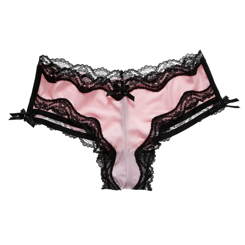 CretKoav новая повязка с бантом, сексуальные женские трусики с низкой талией, кружевные шорты для йоги, женские бесшовные трусики в форме треугольника M L - Цвет: Розовый