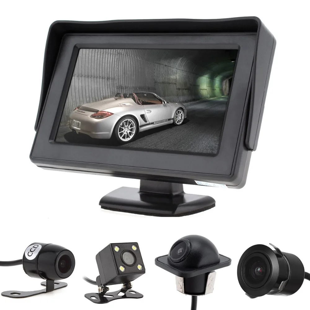  4.3Inch Auto Parking System display HD Car Rearview Mirror Monitor with 170 degrees Waterproof Car 