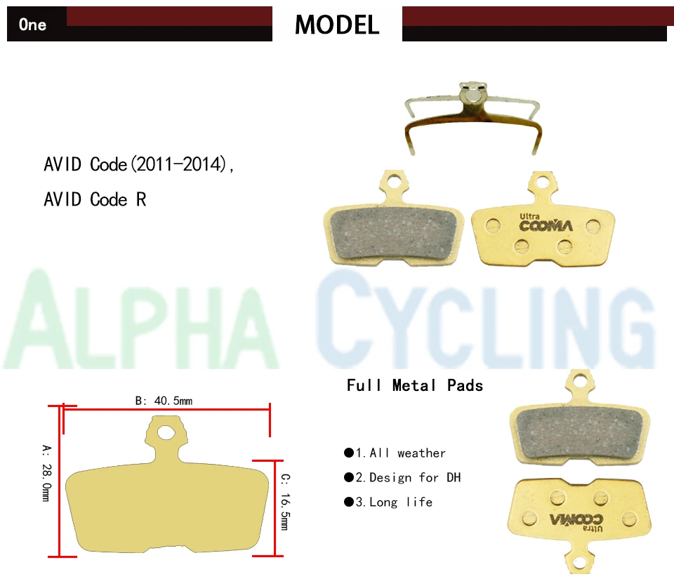 Велосипедные дисковые Тормозные колодки для AVID& SRAM Elixir Код R(2011 до настоящего времени), код, partial направляющие дисковые тормоза, золото полный металл, 2 пары