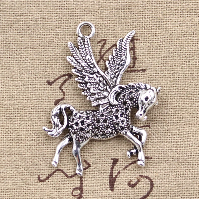 

4pcs Charms fly horse unicorn 52x42mm Antique Silver Plated Pendants Making DIY Handmade Tibetan Silver Jewelry