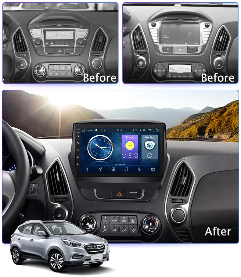 Cheap 9inch android 8.1 Car Radio DVD Player for Hyundai IX35 2010-2013 GPS Navigation with DVR Camera Rear Mirror link 3