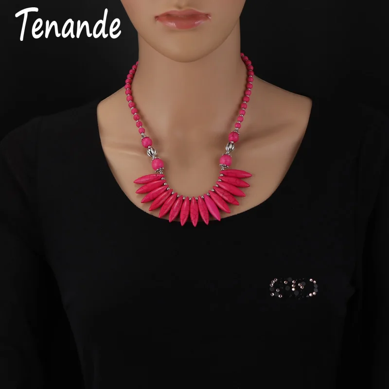 

Tenande Trendy Bohemia Natural stones Long Tassel Pendants & Necklaces Turkish Statement Necklaces For Women Gypsy Jewelry