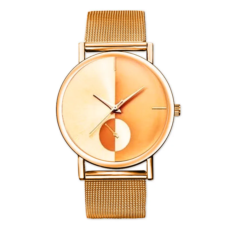 New Fashion Leisure Women Sports Watch Business Watch Men Metal Mesh Belt Double-color Casual Business Watches Wristwatch Male