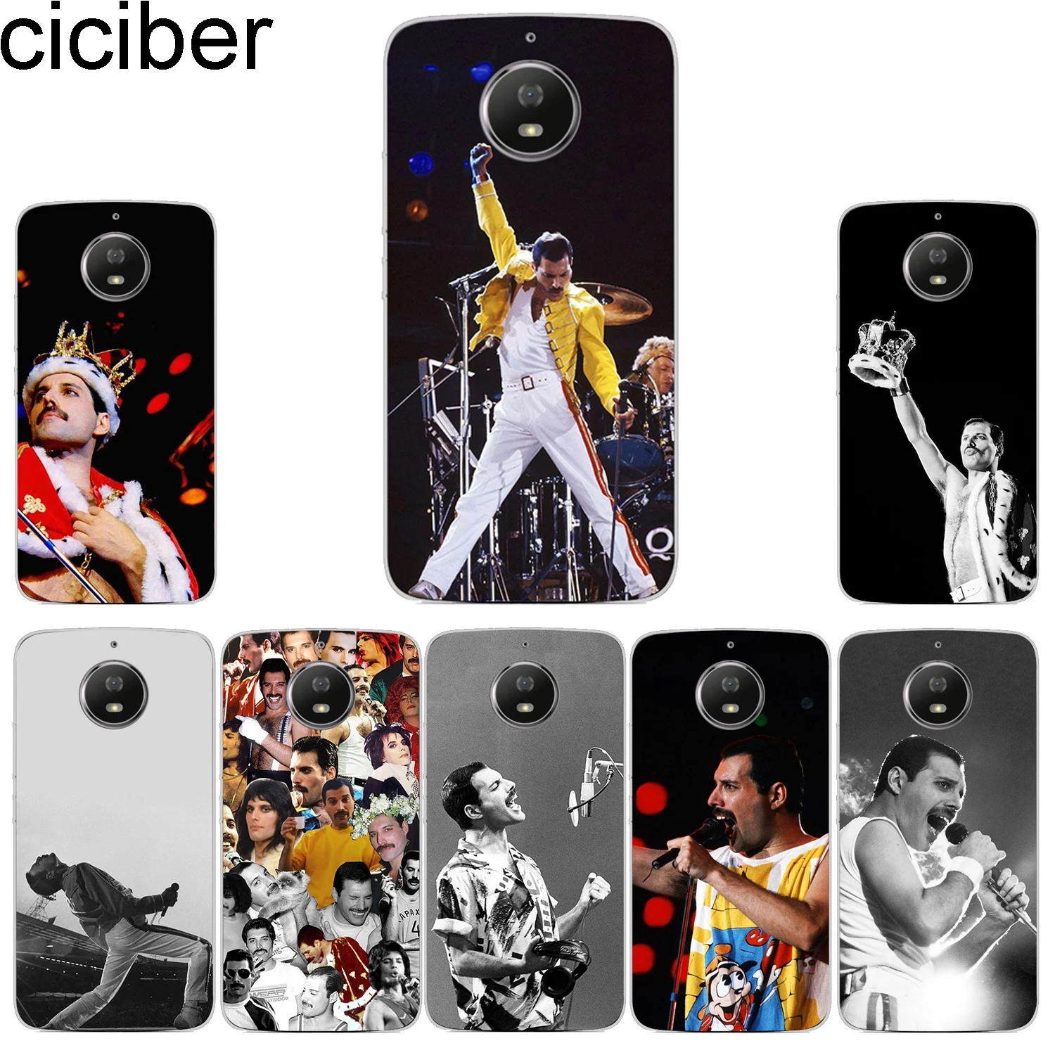 ciciber Phone Case for Motorola Moto G6 G5 G4 G5S M Soft TPU E5 E4 Z2 Z3 C Play Plus Go X4 One Power Freddie Mercury |