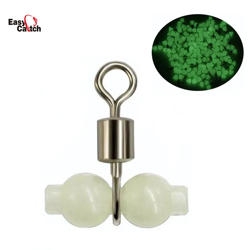 L 50Pcs 3 Way Fishing Swivels Cross Line Connectors with Luminous Beads S