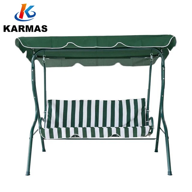 Karmasfar Outdoor Stripe Swing 3 Seats Canopy Chair Garden Karmasfar Outdoor Stripe Swing 3 Seats Canopy Chair Garden Backyard Porch Cushioned Furniture