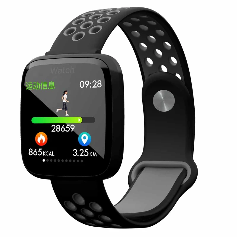 Оригинальная F15 Смарт-часы IP68 Водонепроницаемый Плавание SmartWatch сердечного ритма приборы для измерения артериального давления крови кислородом браслет для Android и IOS - Цвет: Black gray strap