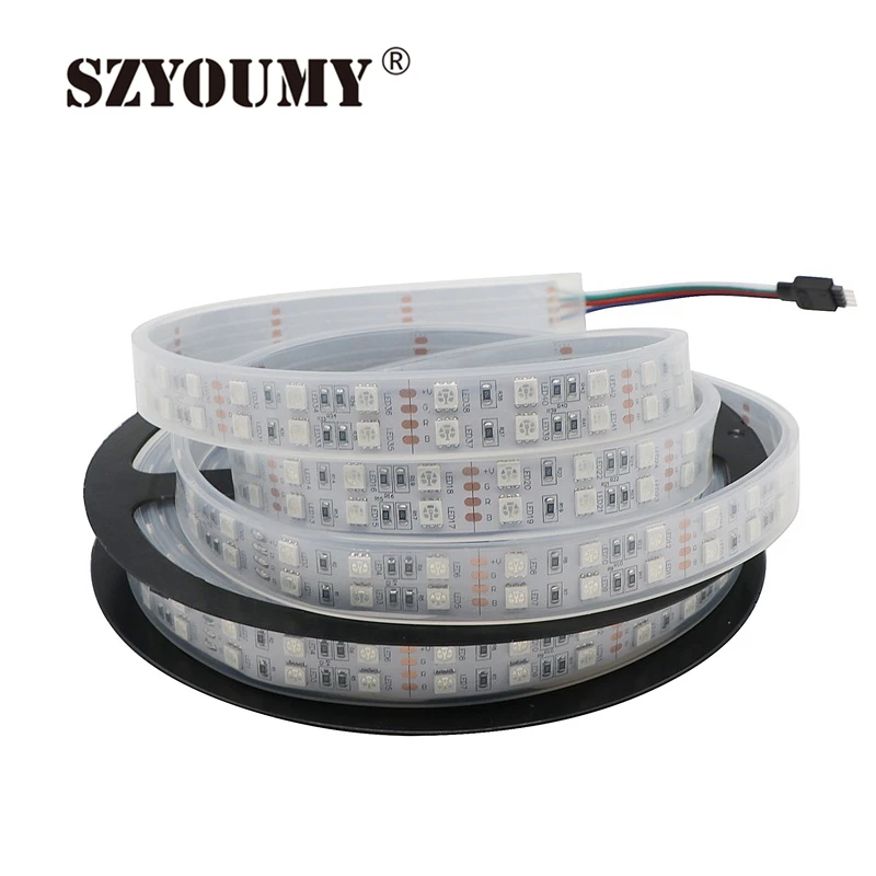 SZYOUMY 5 м двухрядная 5050 Светодиодная лента 600 светодиодный s SMD свет водонепроницаемый 12 в 120 светодиодный S/метр Бесплатная доставка
