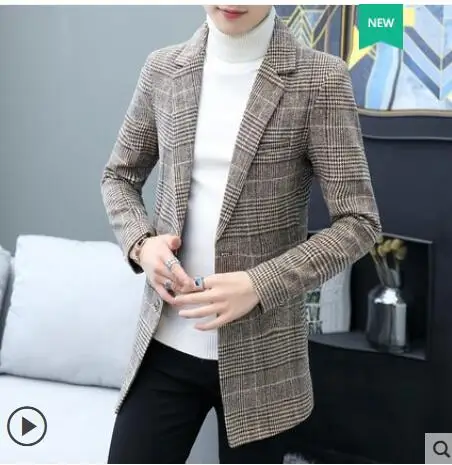 M-XXXL 2018 новых корейских мужчин Повседневная Длинная шерстяное пальто Мужская мода slim шерстяное пальто большие размеры