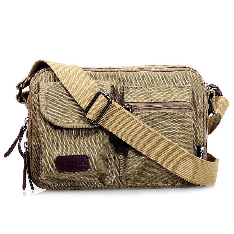 Vintage Men&#39;s Messenger Bag Casual Canvas Men Portable Small Capacity Crossbody Bags Travel Bag ...