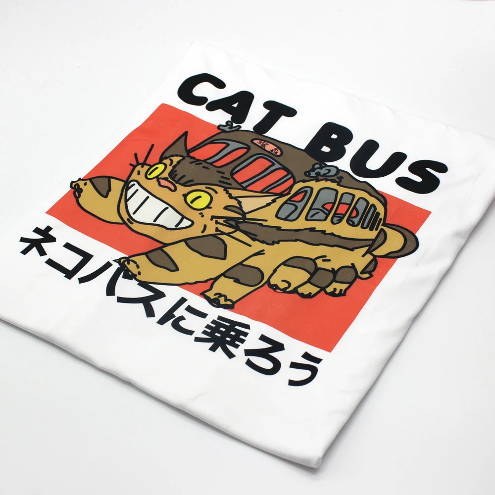 Illbilly Studio Ghibli neighborour Totoro Ride The Cat Bus японское аниме футболка унисекс Белые Повседневные футболки Лето Топы