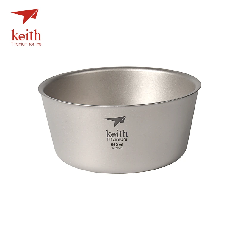 Keith 550ml Titanium Bowl Ultralight Camping Travel Tableware Single