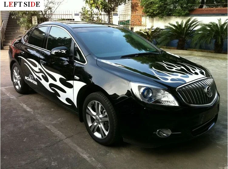 

LEFT SIDE Car Stickers Customizable Flame Whole Car Accessories Car Styling Waterproof Sunscreen Camouflage Protective Film