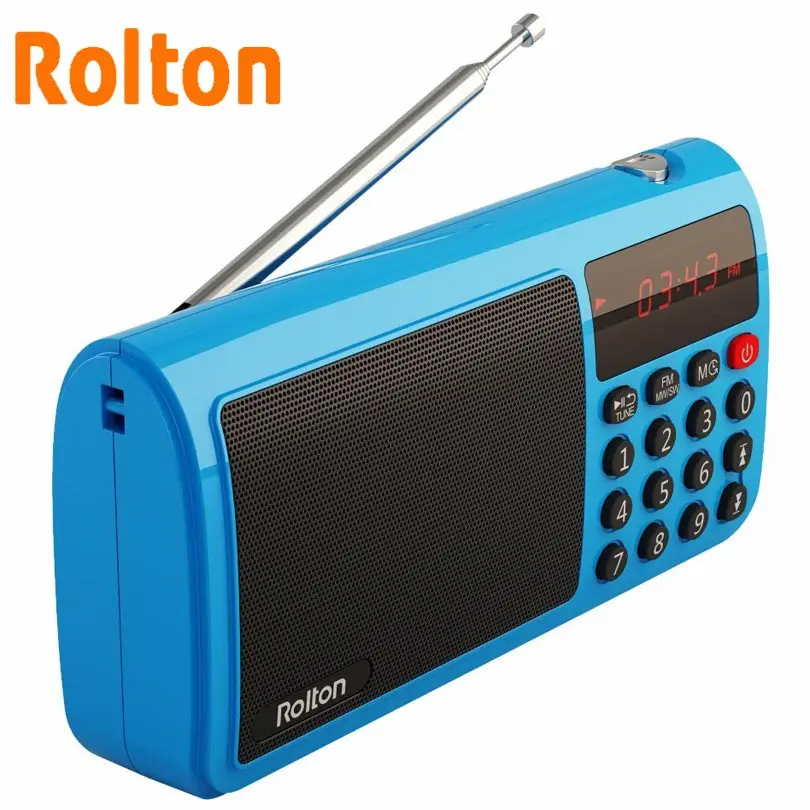 Портативная колонка Rolton T50 с картой TF, радио, FM/AM/SW, Mp3, WAV, музыкальный плеер и фонарик для ПК, iPod, колонка