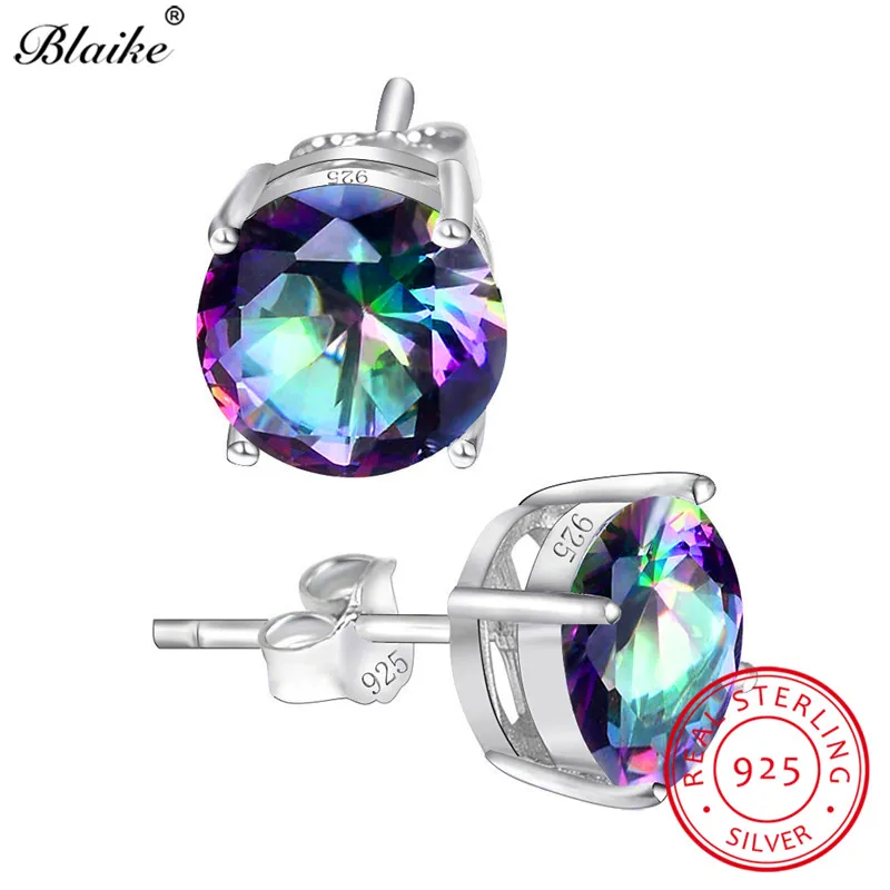 Женские круглые серьги гвоздики Blaike из 100% настоящего серебра 925 пробы с