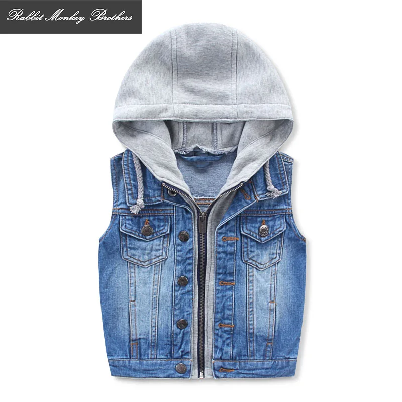 Children denim Hooded Vest Spring Autumn / Fall 2017 new children's
