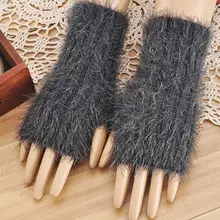 Осенне-зимняя обувь женские плотные теплые длинные волосы Перчатки женские зимние перчатки без пальцев короткая перчатка R127