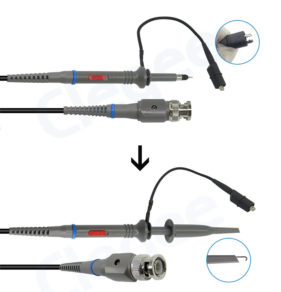 Cleqee 2 шт. P6060-60MHz и P6040-40Mhz осциллограф зонд зажимы для Tektronix осциллограф hp X1/X10 DC-60MHz DC-40MHz