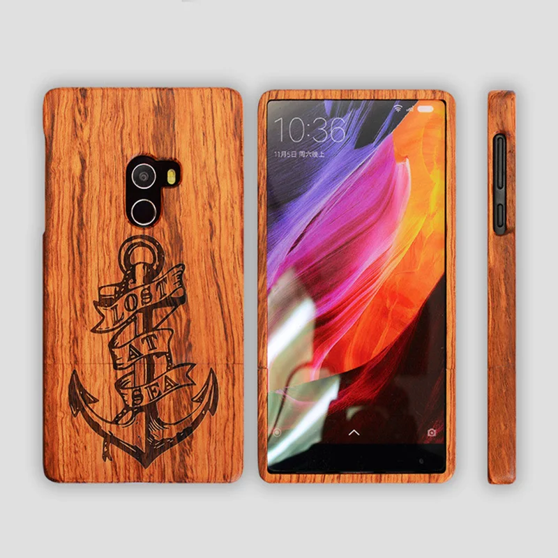 For Xiaomi mi mix Case Wood Cover Natural Real Bamboo Carving Wooden Back Cover phone cases
