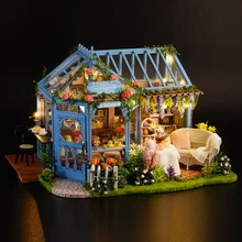 DIY кукольный домик Роза сад Чайный домик ручной работы архитектурная модель деревянная вилла инновационные игрушки для девочек подарок для детей