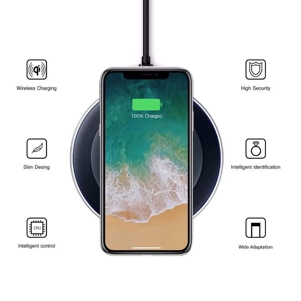 Samsung 5V2A Wireless Charger Adapter Charge Pad For Galaxy S8 S9 S10 Plus S6Edge S7edge s6 s7 edge Note 8 5 9 Iphone 8 X XS MAX