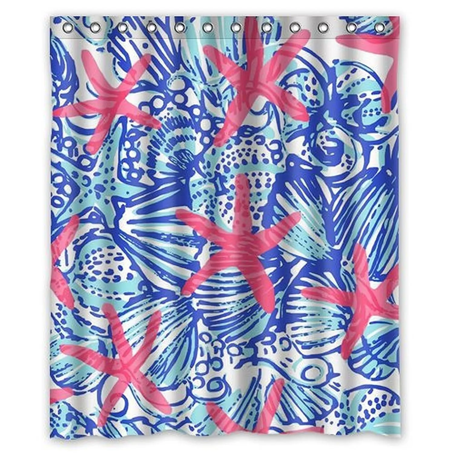 

I-Manggo Lilly Pulitzer Sea Prints Starfish Custom Shower Curtain,72x72 Inch