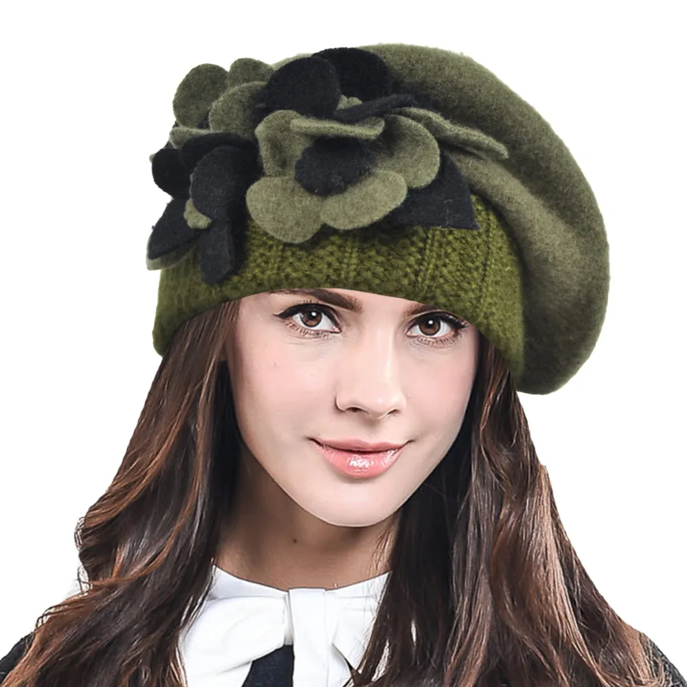 HISSHE Lady Winter 100 Wool Beret Hat Warm Elegant Artist French Beret