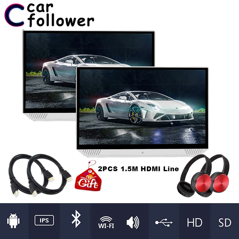 13.3 Inch HD 1080P Ultra-thin Car Screen Android 9.0 MP5 Player Headrest Monitor Support WIFI/Bluetooth/FM/HDMI/USB/SD DVD Auto