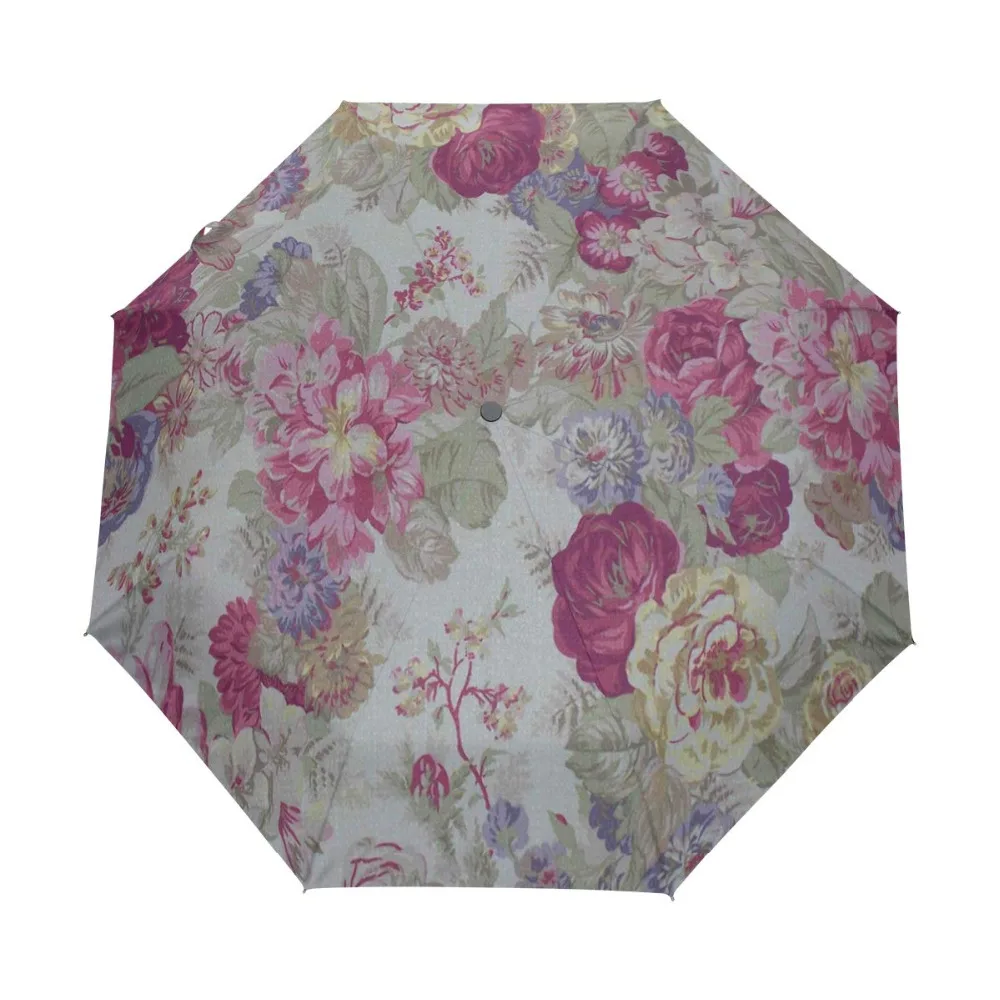 

Auto Open Close 3 Folds Anti-UV Umbrella Windproof Waterproof Travel Sun Umbrella Japanese Style