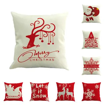 

8 Patterns Merry Christmas & Elk Cotton Linen Sofa Cushion Cover Perfect Quality Home Decoration Gift Throw Pillow Cover