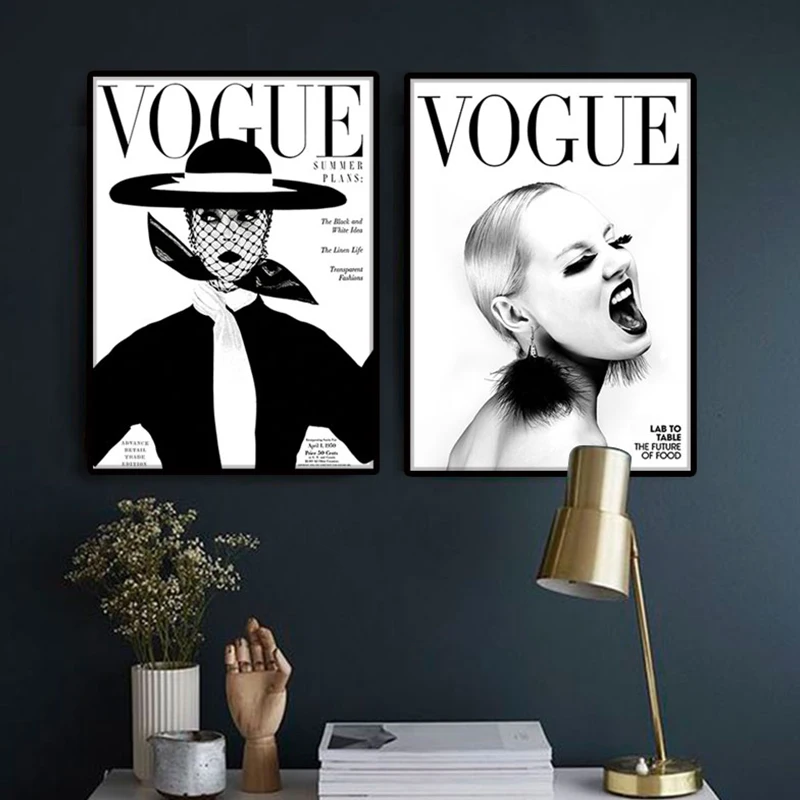 nordic-poster-Modern-Fashion-4-piece-canvas-art-wall-Portrait-home-decor-VOGUE-1950-magazine-cover