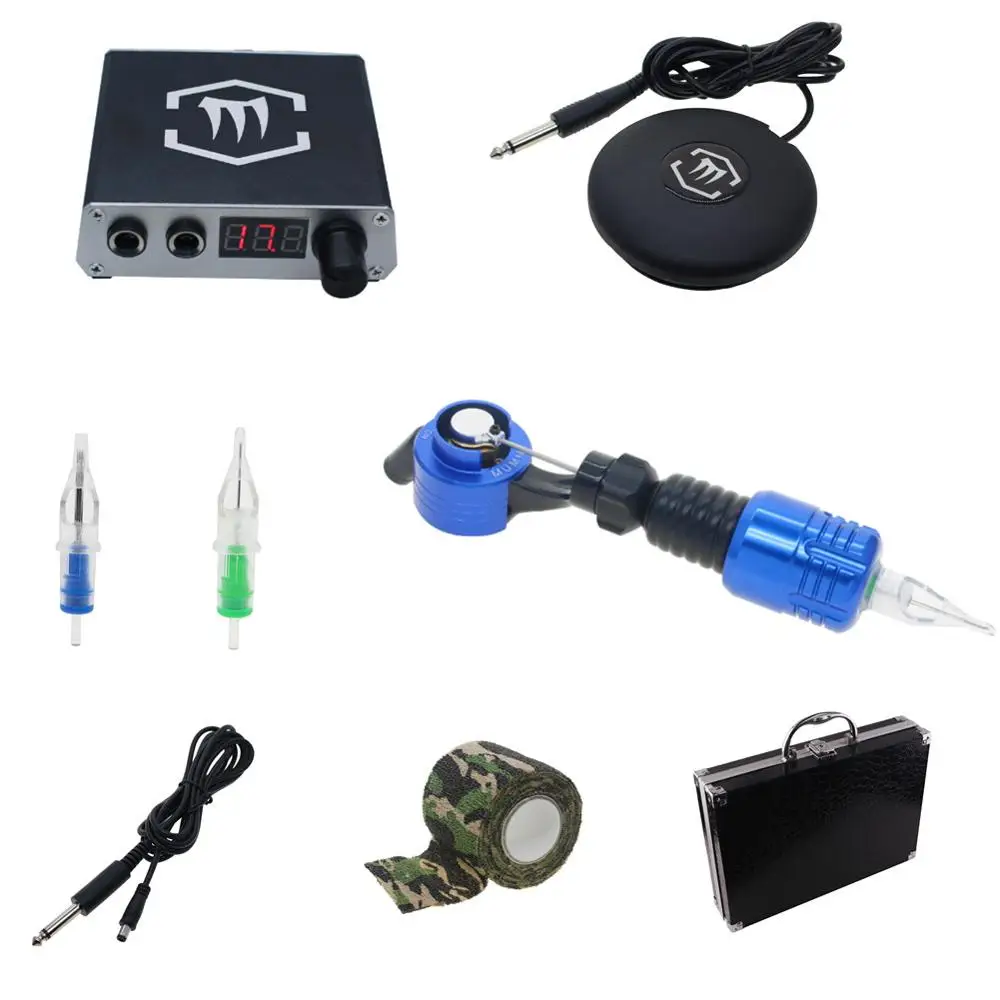 

Rotary Tattoo Machine Gun Kit with Digtal Tattoo Power Supply Needles Grip for Tattoo Supply KT024