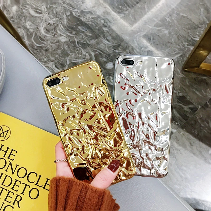 Gurioo Luxury electroplated tin foil phone case for iPhone 6 6S 7 8 X plus case soft TPU