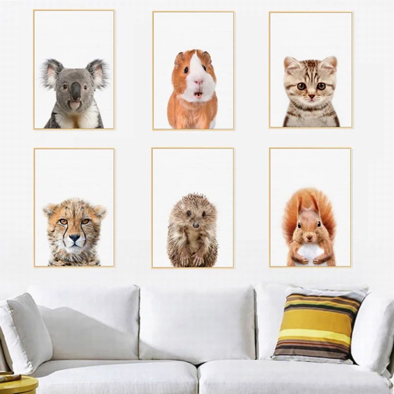 Tiger Rabbit Zebra Animal Poster Wall Painting Abstract Nordic Style Children's Room Decoration Printing Kindergarten Home Decor | Дом и