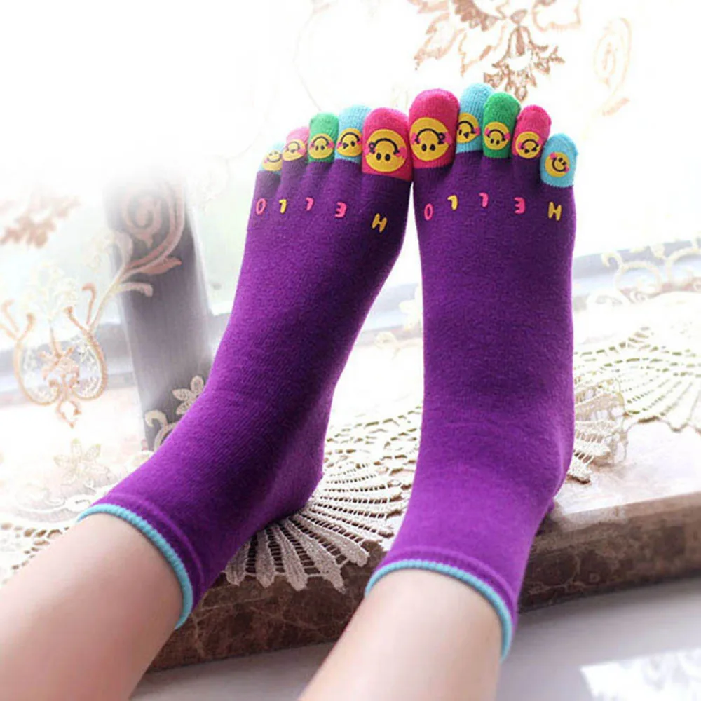 largos de algodón de 5 dedos para niña o mujer, color sólido, Funky, calcetines con cinco dedos, un par _ - AliExpress Mobile