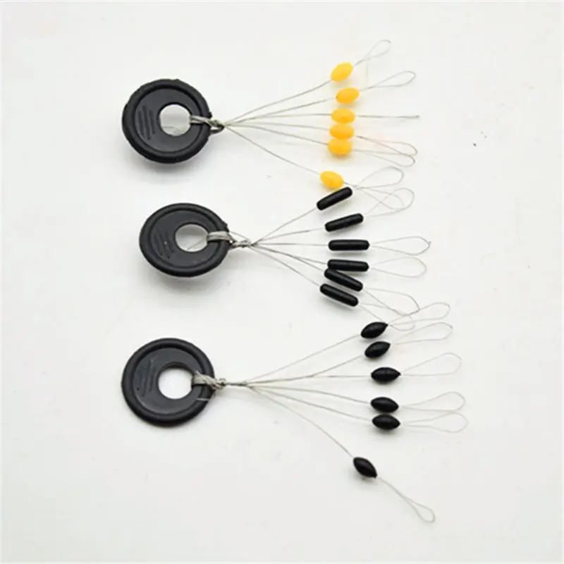 10 Pcs 6 in 1 Black Rubber Oval Stopper font b Fishing b font Bobber Float