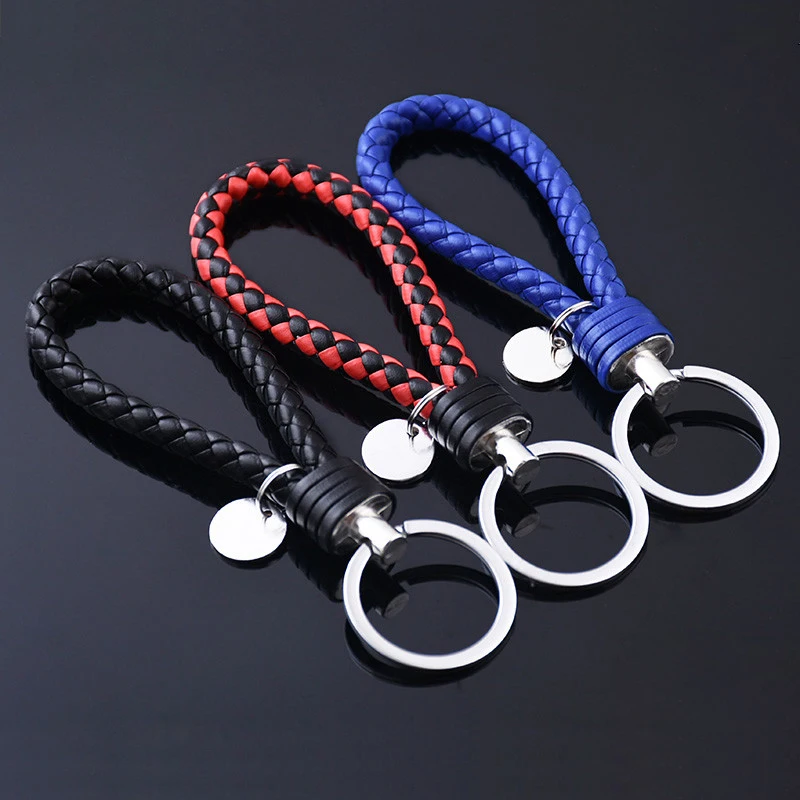 

Unisex Braided Leather Rope Handmade Waven Keychain Leather Key Chain Ring Holder for Car Keyrings Men Women KeyChains 20pcs