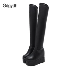 Gdgydh/Сапоги выше колена на платформе; женские сапоги из эластичной ткани; Новинка года; сезон весна-осень; женские высокие сапоги, визуально увеличивающие рост; пикантные черные
