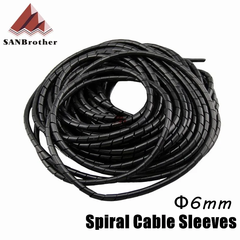 

3D Printer RepRap Flame retardant 15M Length ID 6mm Black spiral Wrapping Cable casing Cable Sleeves Winding pipe wrapping band