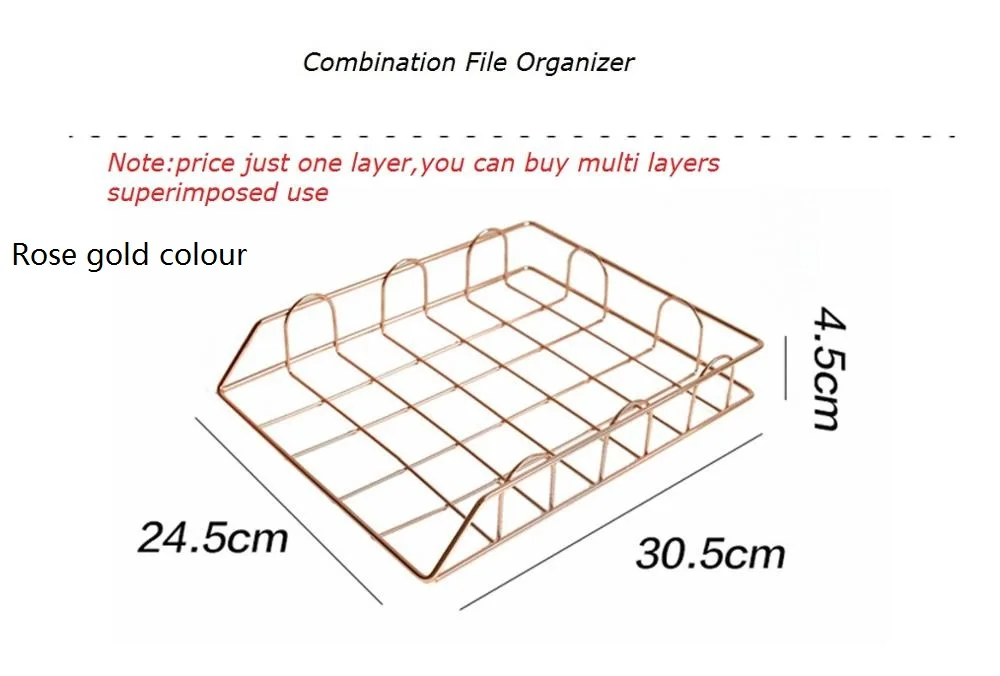 Новые модные креативные ins металлические Ins стильные поднос для файлов, органайзер для журналов, настольный набор, ручной работы, накладной органайзер для файлов, многослойный - Цвет: rosegold