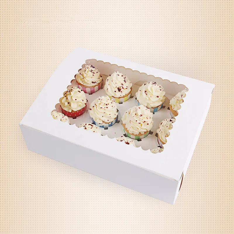 

20 set Hold 12 Cupcake Mini cupcake paper carrier boxes for muffins paper cupcakes white display packaging cases wedding party
