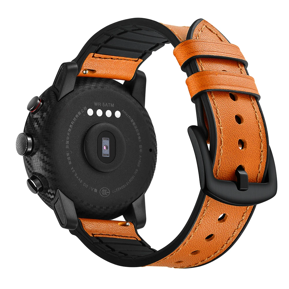 22 мм кожаный ремешок для Xiaomi Huami Amazfit PACE Stratos Смарт-часы браслет для Xiaomi Amazfit ремешок из натуральной кожи ремень