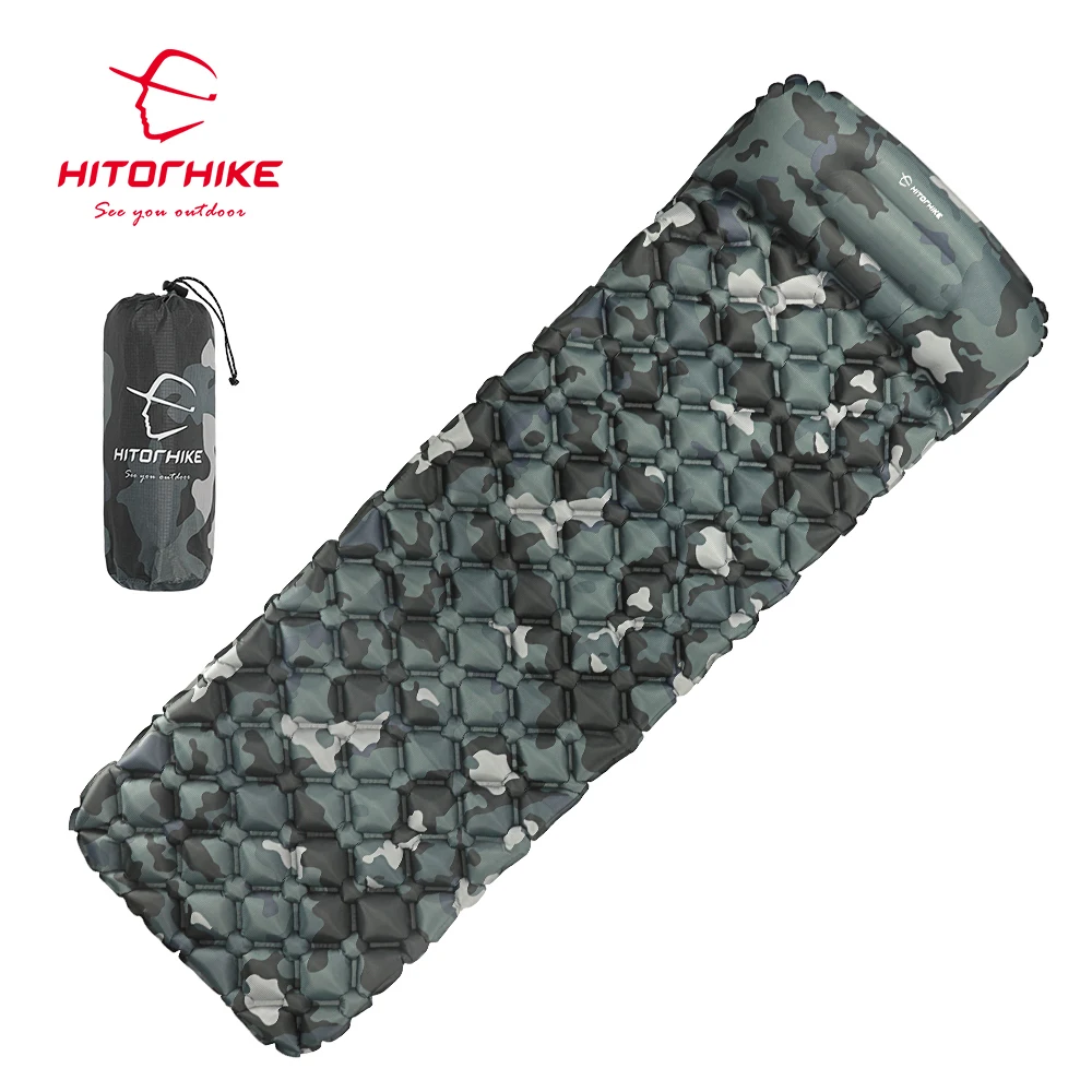 Hitorhike Schlafen Pad Aufblasbare matratze Kissen Schlafsack Matte Schnelle Füllen Luft Feuchtigkeits Camping strand Matte Mit Kissen Billig