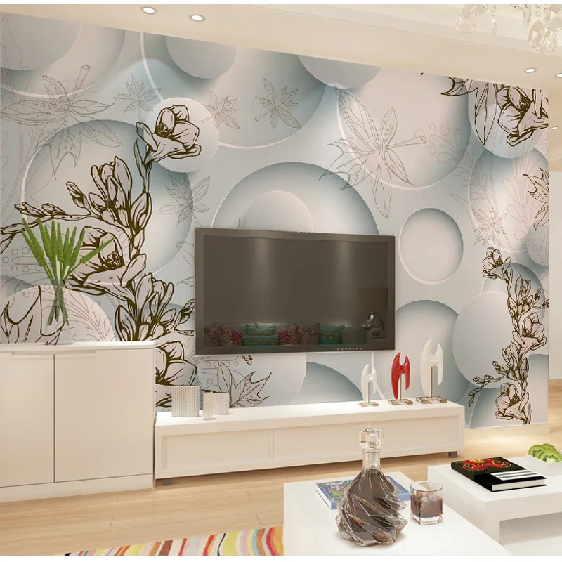 beibehang TV background wallpaper wallpaper bedroom living room 3D stereoscopic circle backdrop mural papel de parede