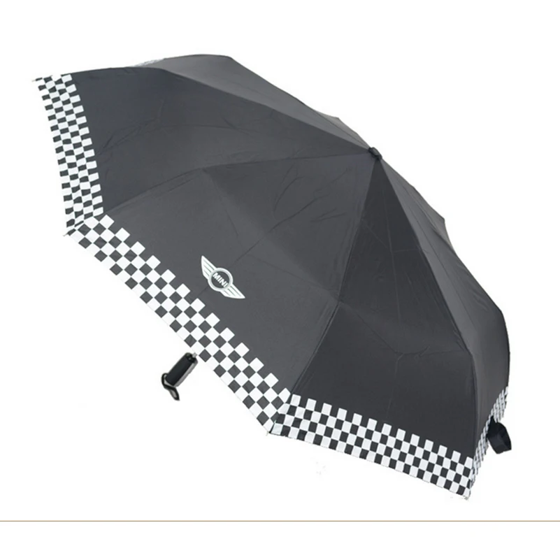 Black Checkered Automatic Folding Umbrella For BMW MINI Cooper S R50 R53 R56 R60 F55 F56 Clubman Countryman Roadster Paceman