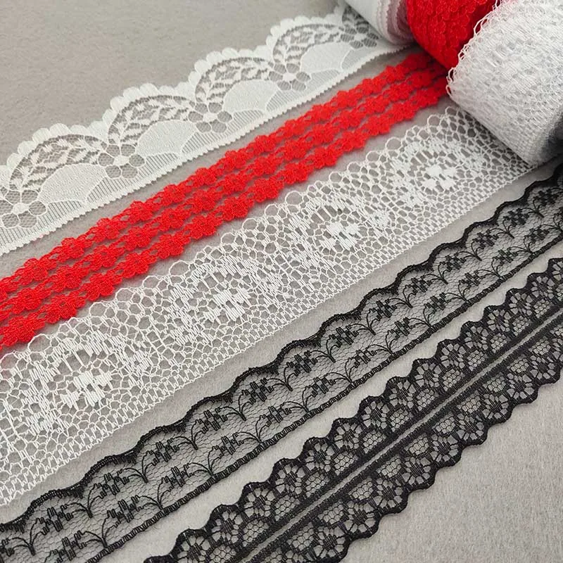 

Wholesale 10 Yards/Lot White Lace Ribbon Tape Quality Lace Trim DIY Embroidered Lace For Sewing Decoration African Lace Fabric
