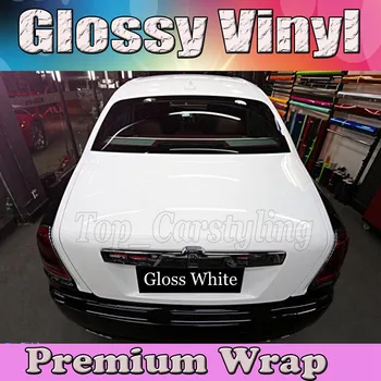 

Gloss WHITE Vinyl Car Wrap Film With Air release PROTWRAPS Shiny piano Glossy Vehicle Wrapping Covering 1.52x30m/Roll (5ftx98ft)